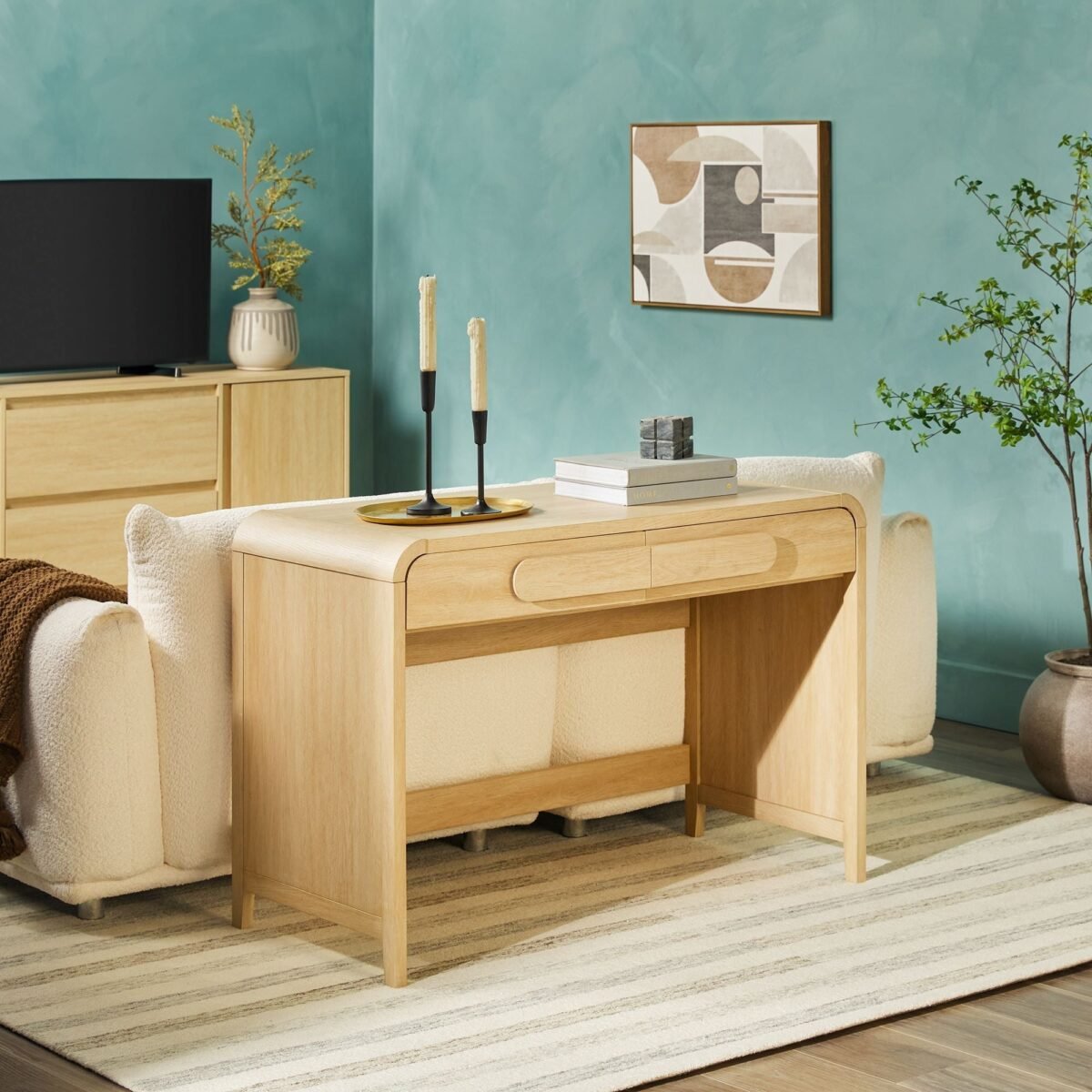 Chantelle Modern Curved Writing Desk - Image 2