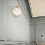 Copper Metallic Gold Carving Station Clock