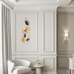 Leaf Shaped Metallic Wall Clock