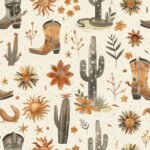 Desert Cactus and Cowboy Boots Wallpaper - Image 2