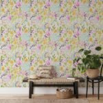 Hand Painted Colorful Flowers Wallpaper - Image 6