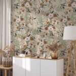 Vintage Floral Wallpaper with Earthy Tones - Image 3
