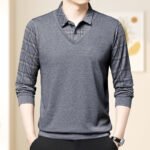 Men's Fake Two Piece Lapel Long-Sleeve Tops - Image 10