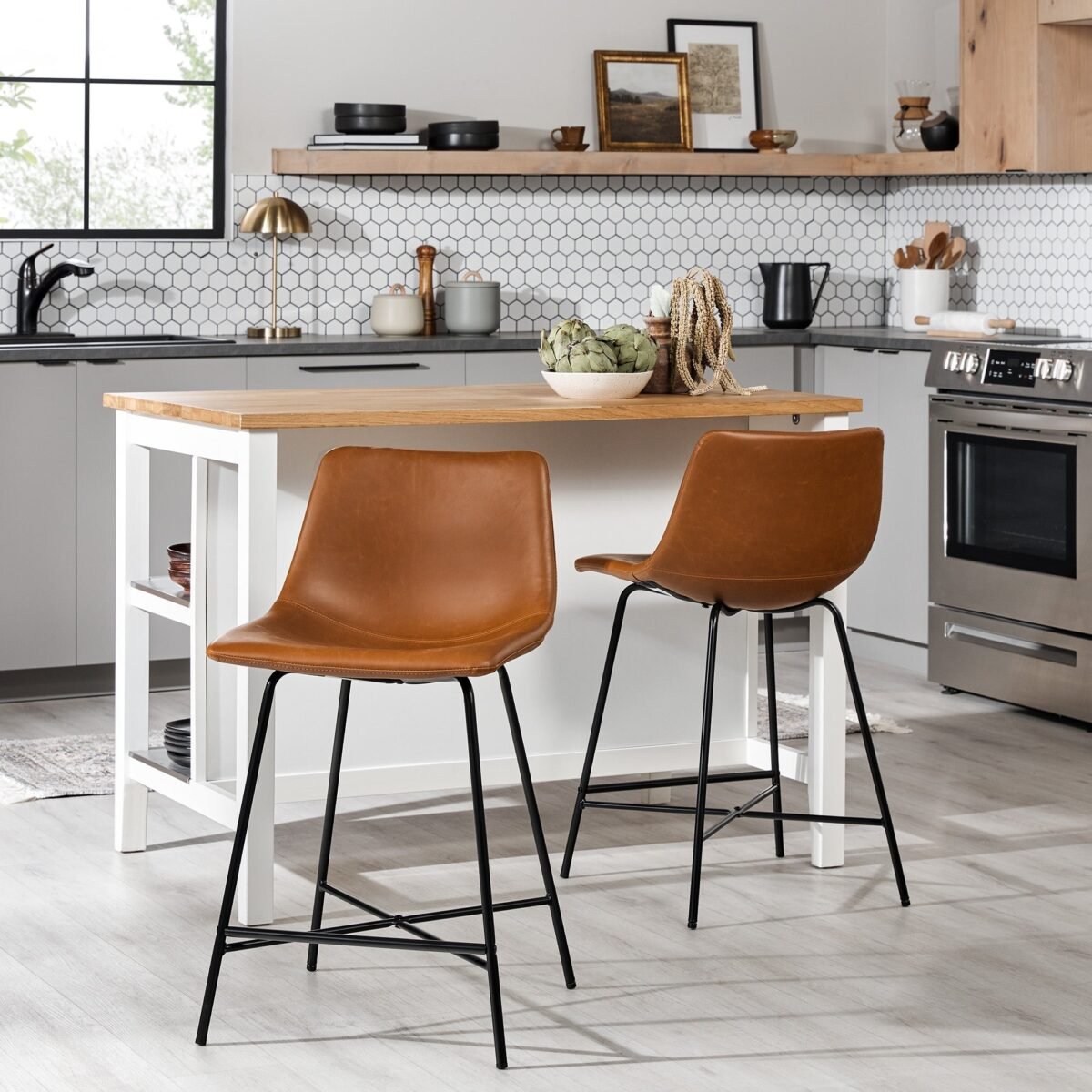 Xuma Urban Industrial Faux Leather Seating Collection (Dining Chair or Counter Stool), Set of 2 - Image 38
