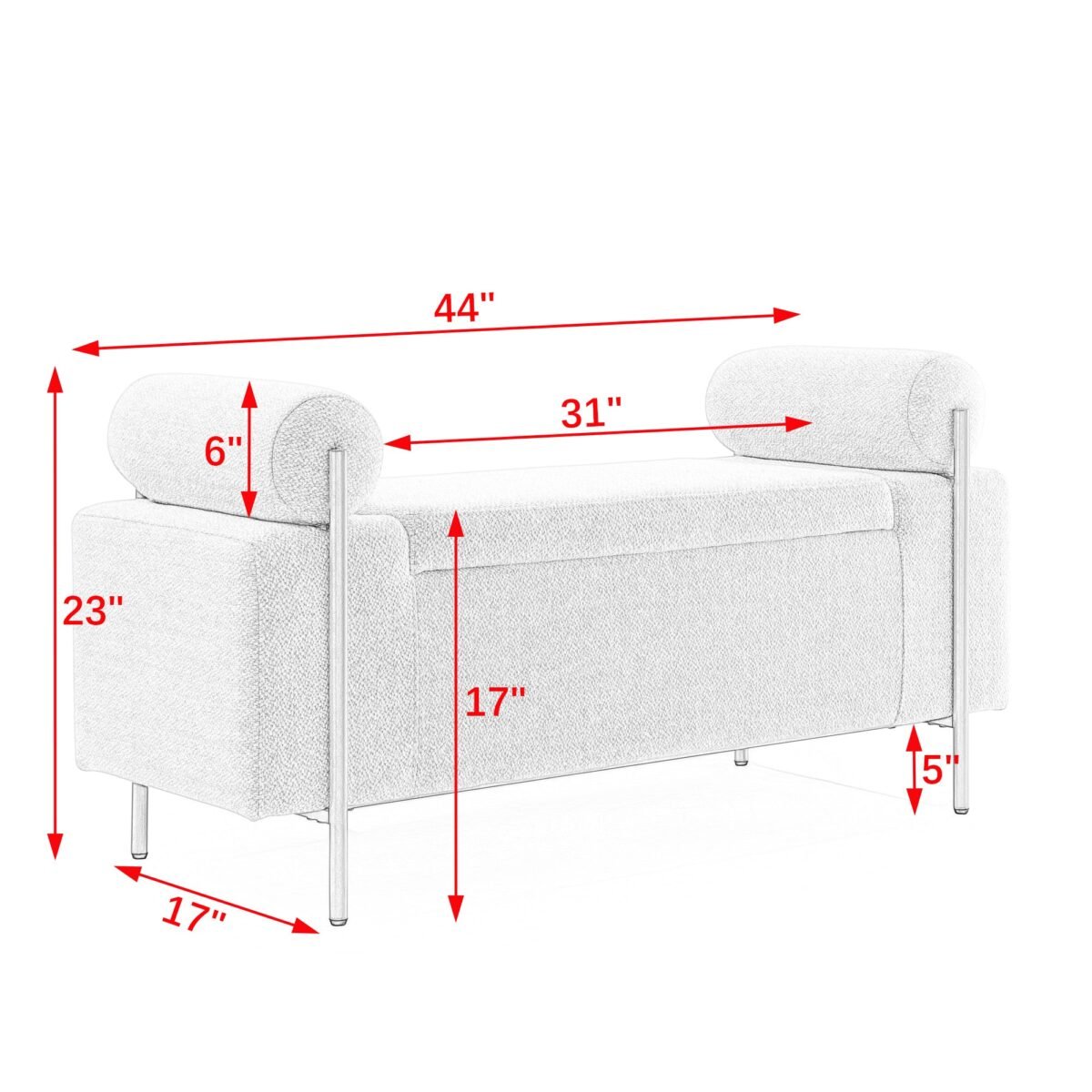 Walker Edison | Minimalist Upholstered Linen Storage Bench - Image 13
