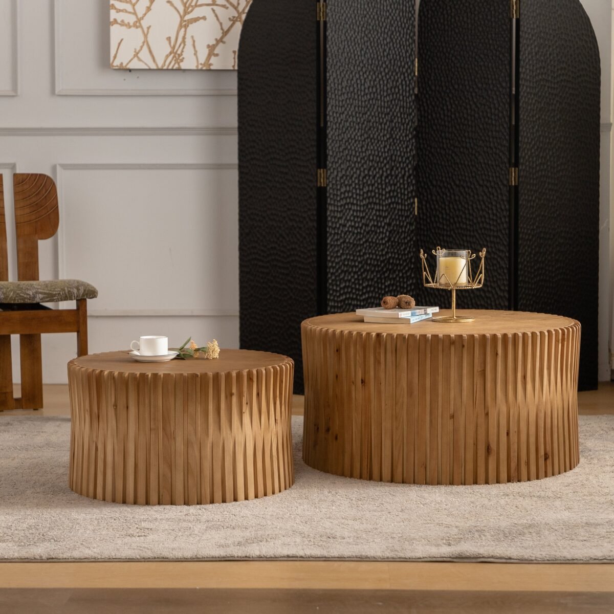 Walker Edison | Textured Nesting Coffee Table Set - Image 3