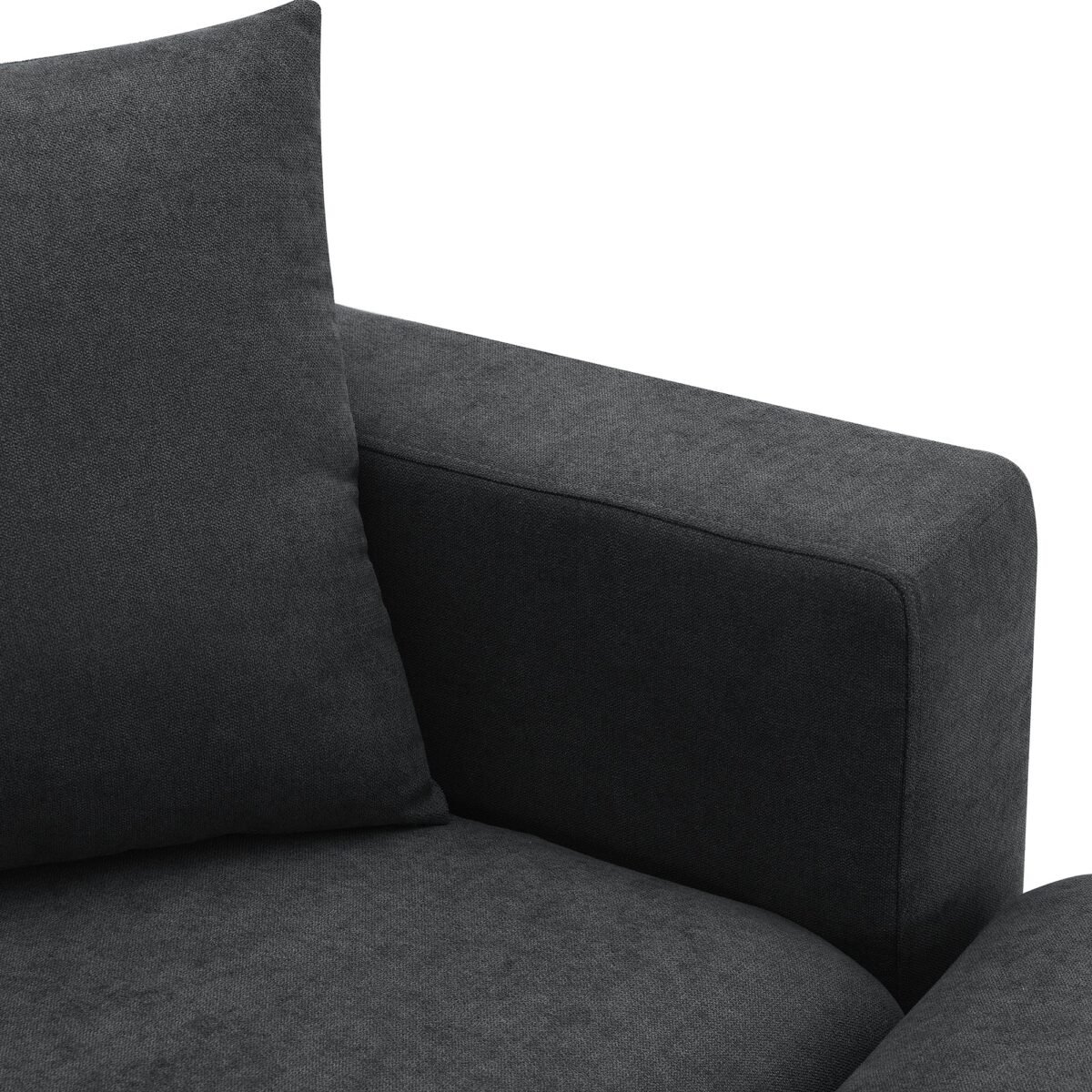 Walker Edison | Chenille Black Modern L-shape Sectional Sofa Ottoman - Image 20