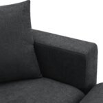 Walker Edison | Chenille Black Modern L-shape Sectional Sofa Ottoman - Image 20