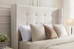 Walker Edison | Traditional Peyton Upholstered 54" High Headboard King Bed - Image 3