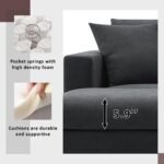 Walker Edison | Chenille Black Modern L-shape Sectional Sofa Ottoman - Image 7