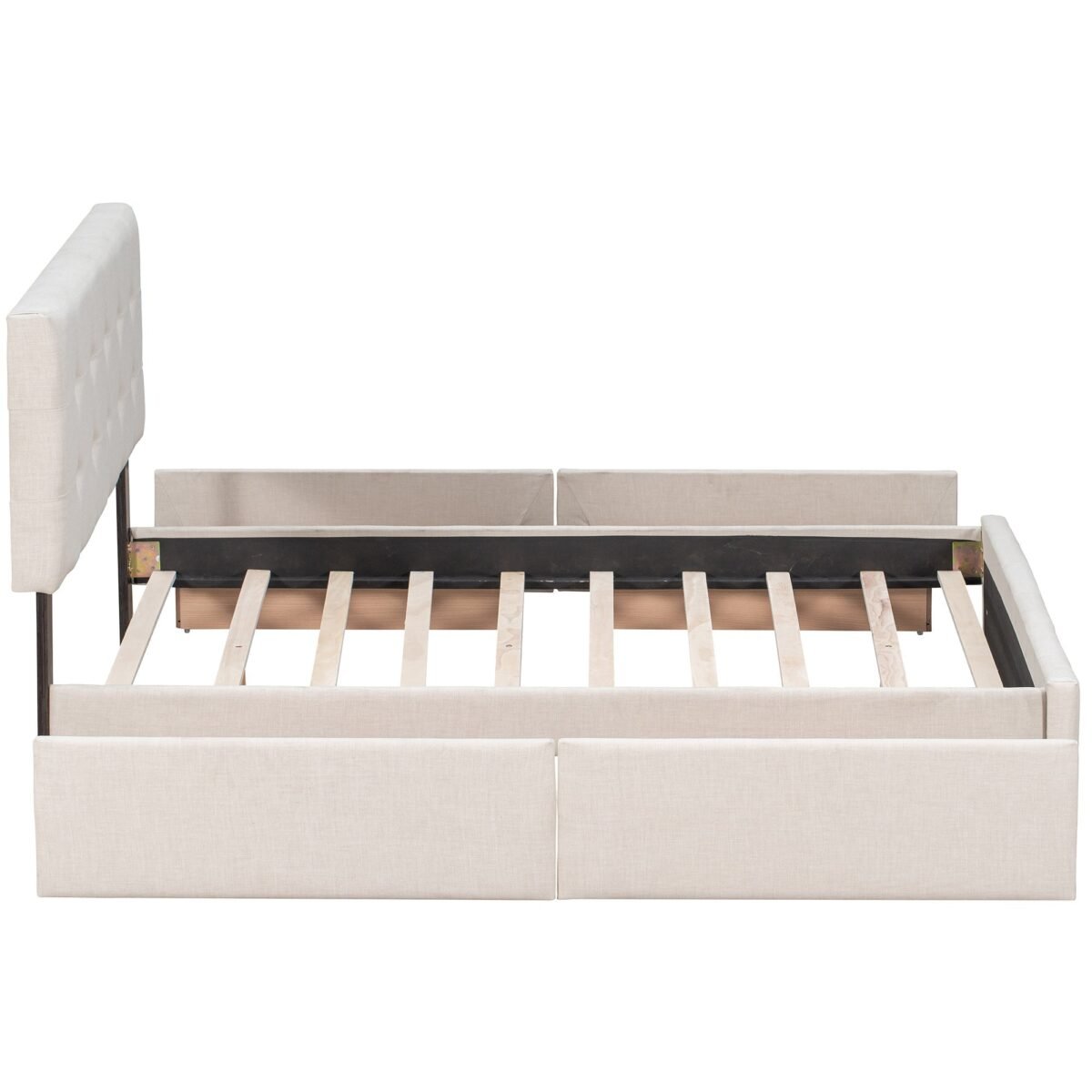 Walker Edison | Upholstered Queen Platform Bed with Storage - Image 11