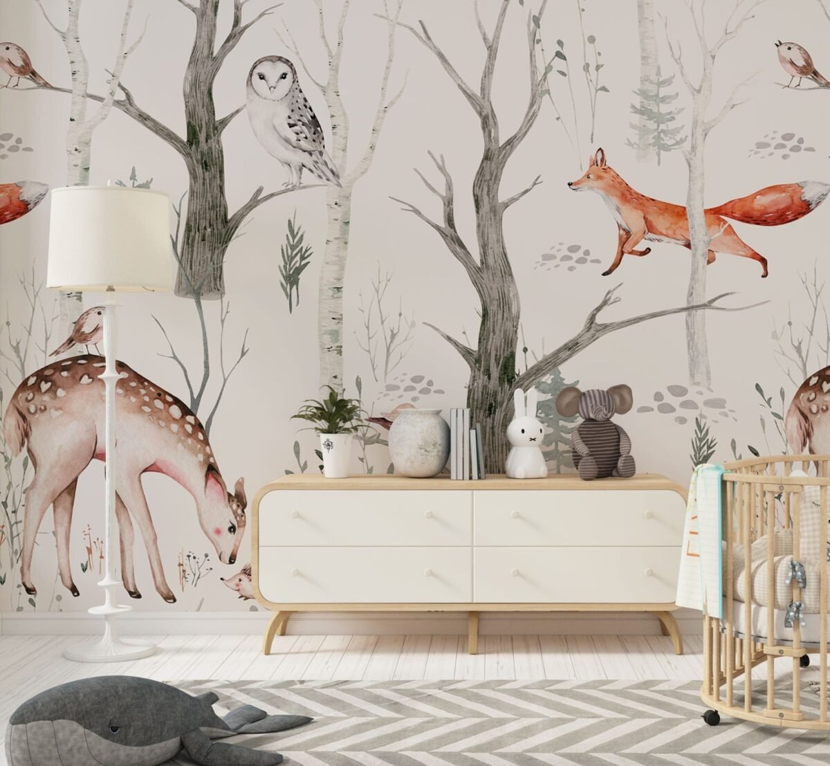 Woodland Forest Animals Wallpaper - Peel and Stick Wall Mural - Image 3