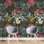 Colorful Botanical Garden Wallpaper on Dark Background - Image 3