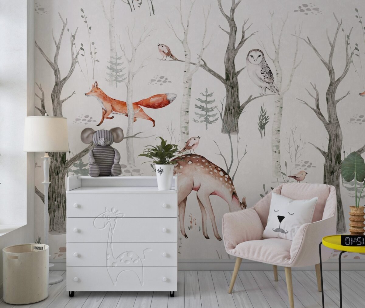 Woodland Forest Animals Wallpaper - Peel and Stick Wall Mural - Image 4