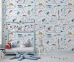 Playroom Wallpaper for Boy's Room | Cars, Roads, Houses - Image 6