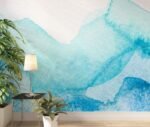 Abstract Blue Wallpaper - Serene Blue Watercolor Wall Mural - Image 4