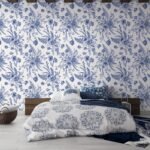 Blue Toile Wallpaper Peel and Stick - Image 2