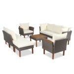 Walker Edison | Wicker 9-Piece Patio Modular Sofa Set - Image 7