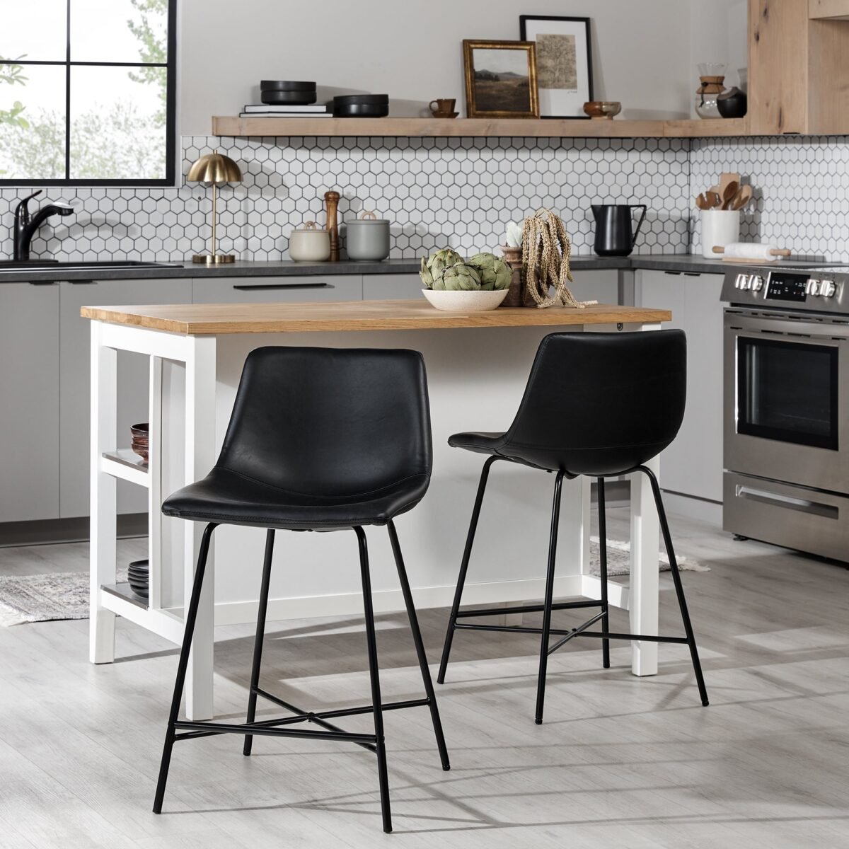 Xuma Urban Industrial Faux Leather Seating Collection (Dining Chair or Counter Stool), Set of 2 - Image 23