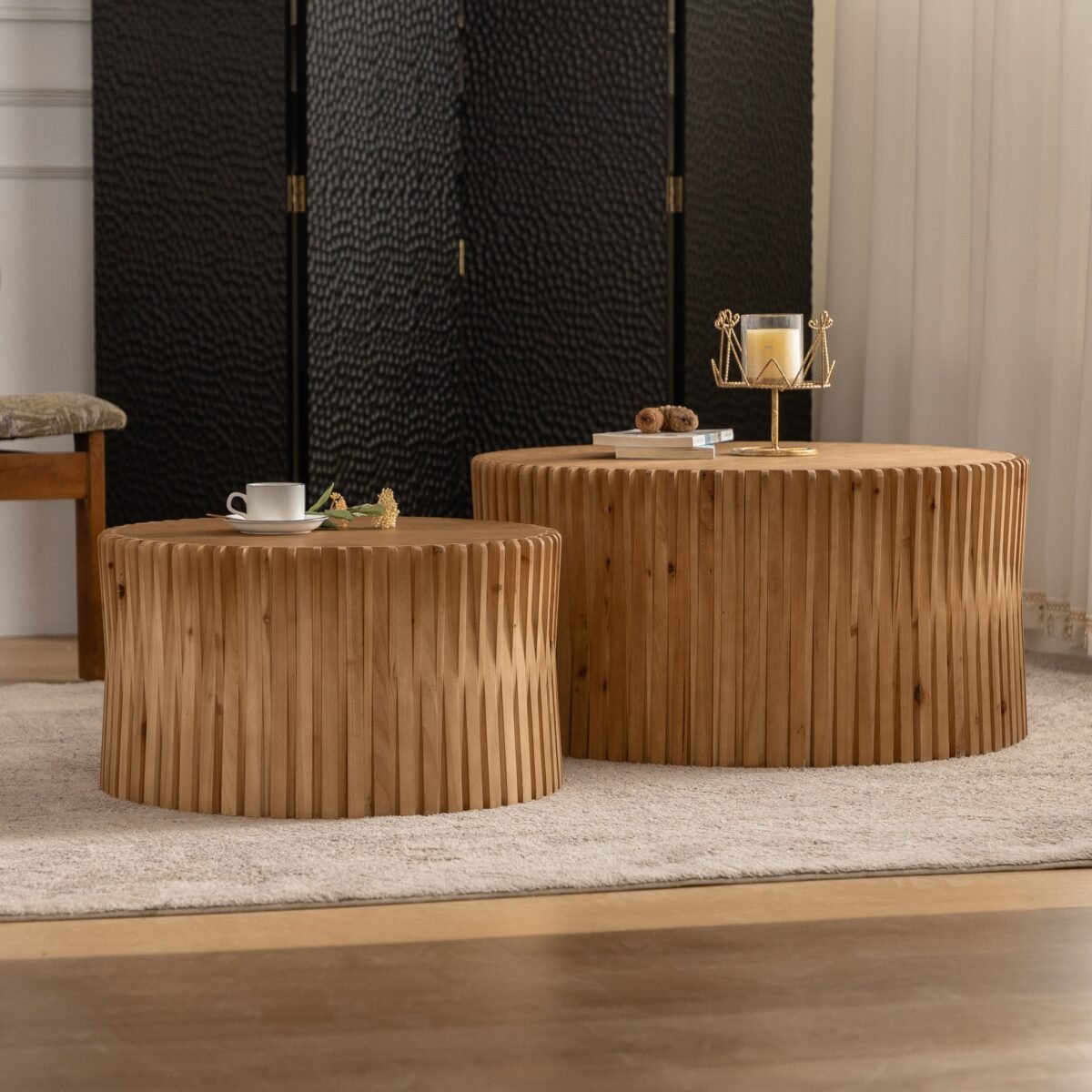 Walker Edison | Textured Nesting Coffee Table Set - Image 1