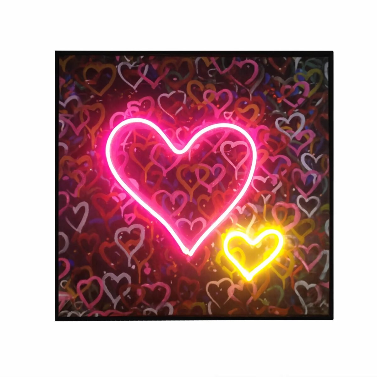 Banksy Hearts Street Art | LED Canvas | Pink Neon Heart Wall Décor - Image 4