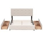 Walker Edison | Upholstered Queen Platform Bed with Storage - Image 2
