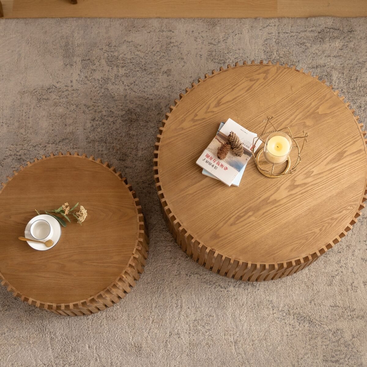 Walker Edison | Textured Nesting Coffee Table Set - Image 5
