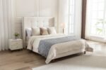 Walker Edison | Traditional Peyton Upholstered 54" High Headboard King Bed - Image 6