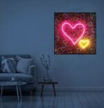 Banksy Hearts Street Art | LED Canvas | Pink Neon Heart Wall Décor - Image 8