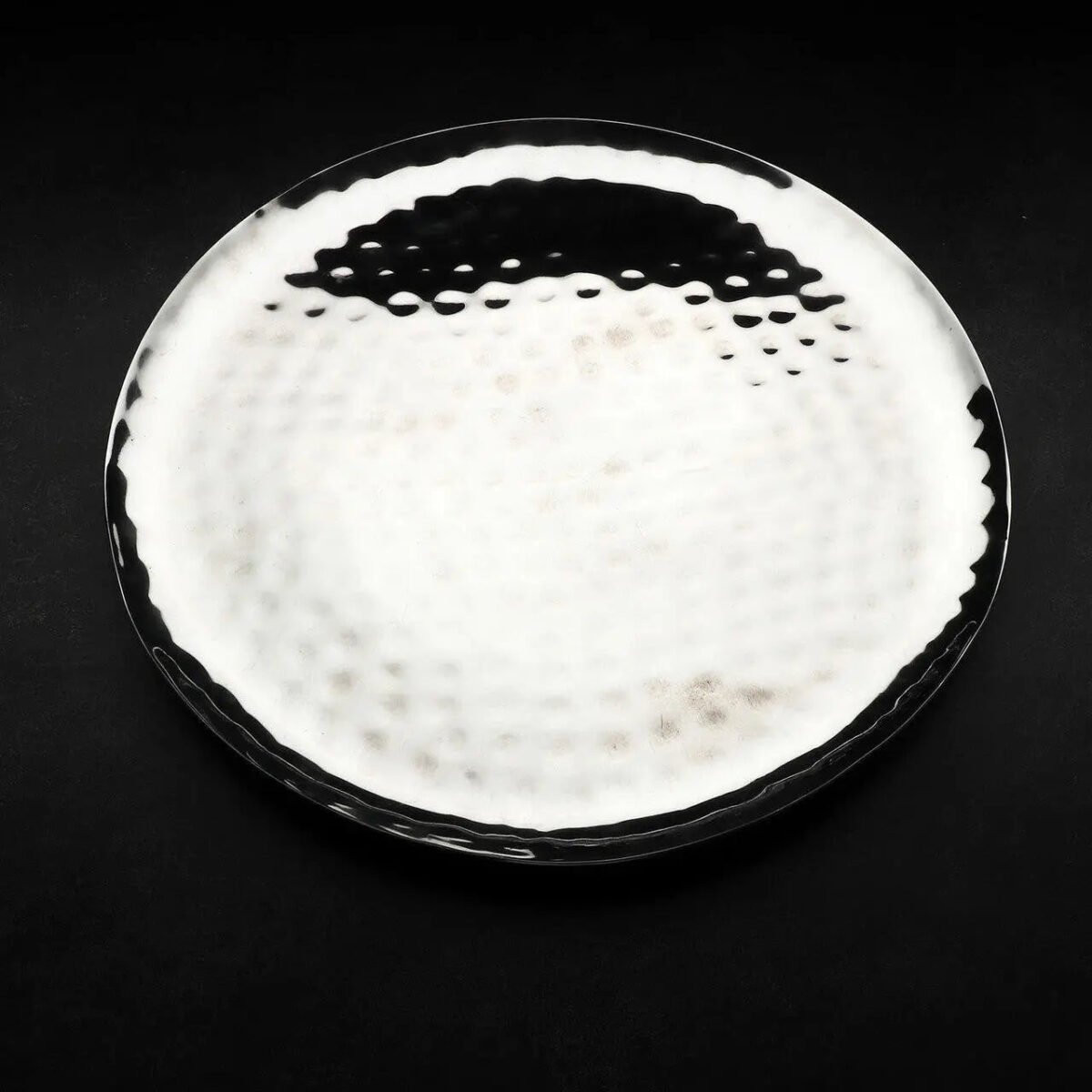 Full Polished Stainless Steel 14" Round Service Tray - Image 1