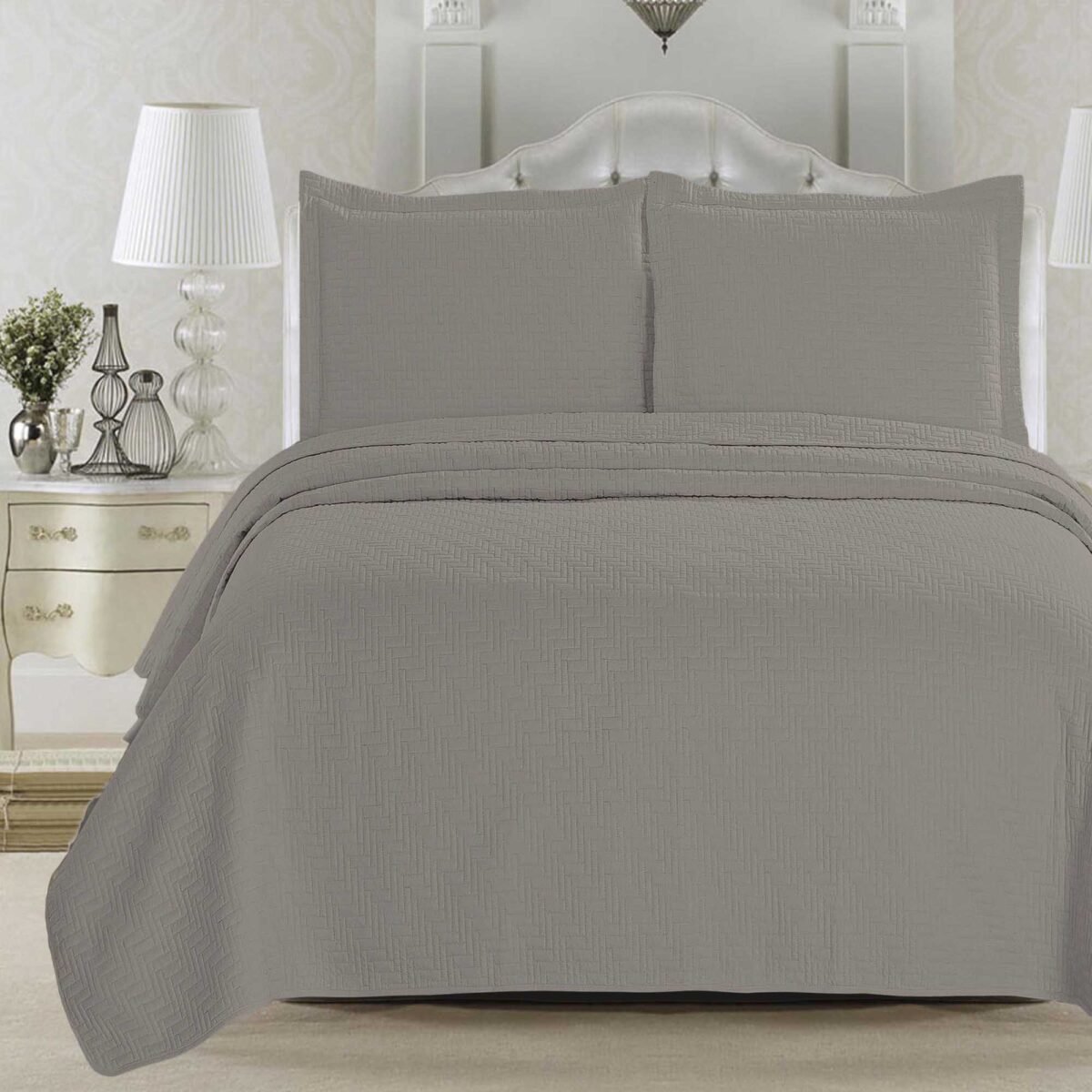 3-Piece Herringbone Stitched Quilt - Louise Collection - Image 6