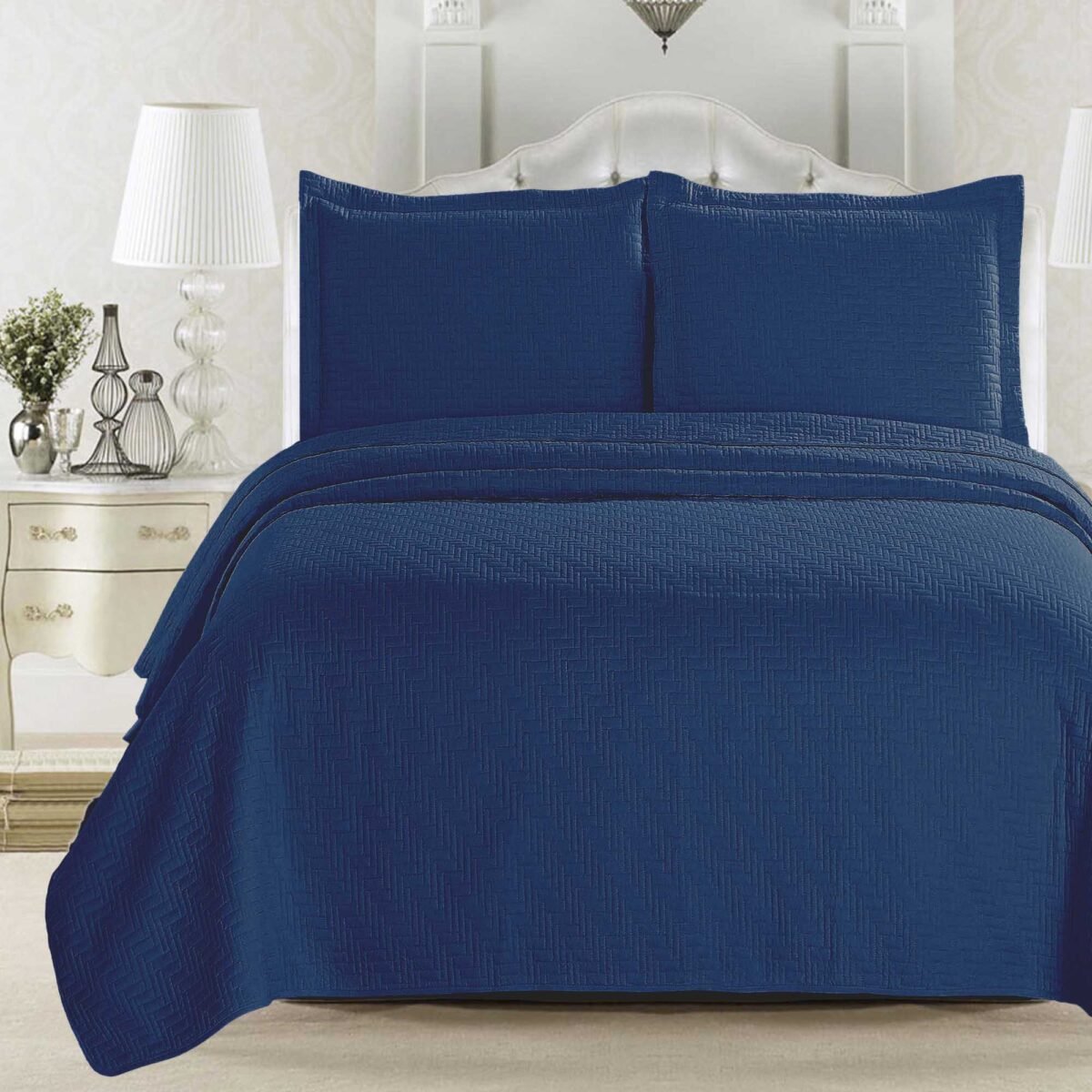 3-Piece Herringbone Stitched Quilt - Louise Collection - Image 11