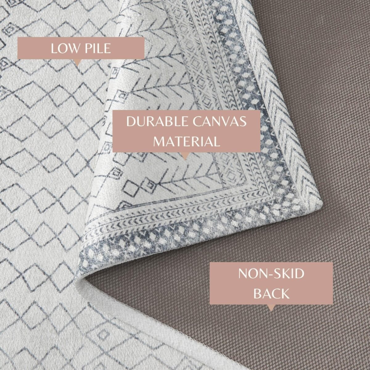 Distressed Moroccan Machine Washable Accent Area Rug 5' x 7' - Neve Collection - Image 9
