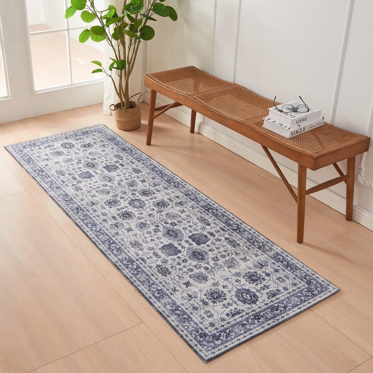 Floral Machine Washable Accent Runner 2'4" x 7' - Matra Collection - Image 1