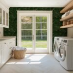 Luxury Green Leaf Pattern Wallpaper with Golden Accents - Image 4