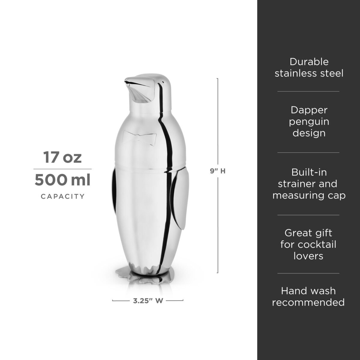 Irving Stainless Steel Penguin Cocktail Shaker - Image 2