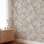 Modern Banana Leaf Line Art Wallpaper - Image 2