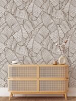 Modern Banana Leaf Line Art Wallpaper - Image 4