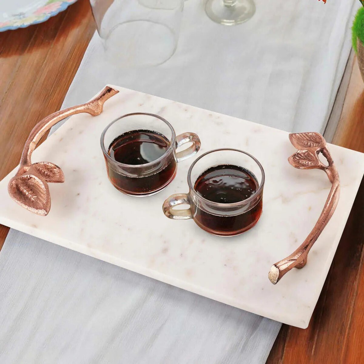 Marcella Marble Tray with Leaf Handles - Image 4