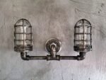 Black Pipe Light - Double Cage Industrial Wall Sconce - The Ironforge - Image 7