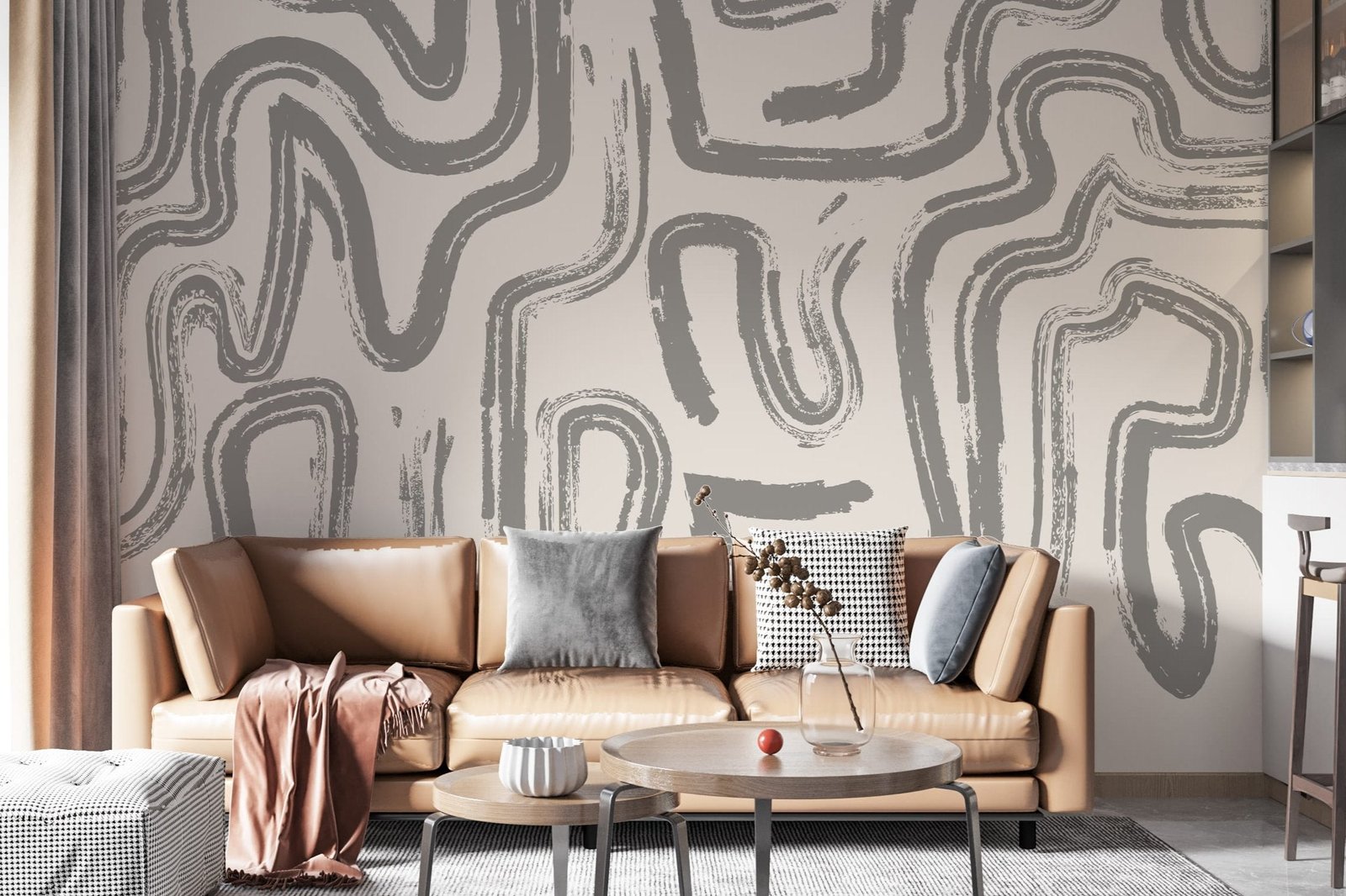 Modern Abstract Brushstroke Wallpaper - Neutral Artistic Wall Mural - Image 4