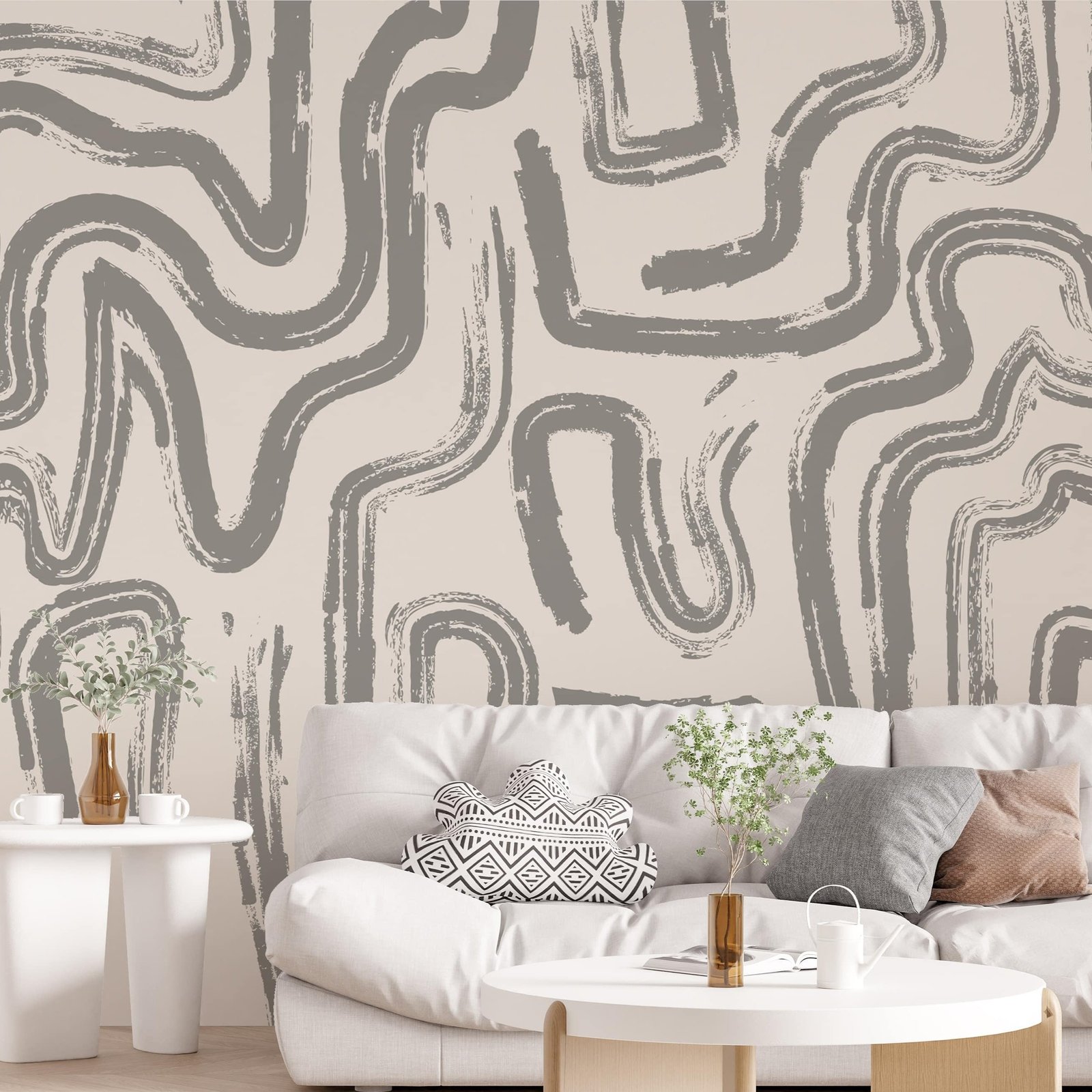 modern_mural_for_bedroom_decor._3d_abstract_wallpaper._pattern_geometric_brown_shapes_6-min_d695bc64-0061-4a87-b601-e1bb8ba9aeb1 Modern Abstract Brushstroke Wallpaper - Neutral Artistic Wall Mural - Image 1