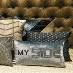 Side Divider Light Blue Velvet Cushion Cover 12x18 inch