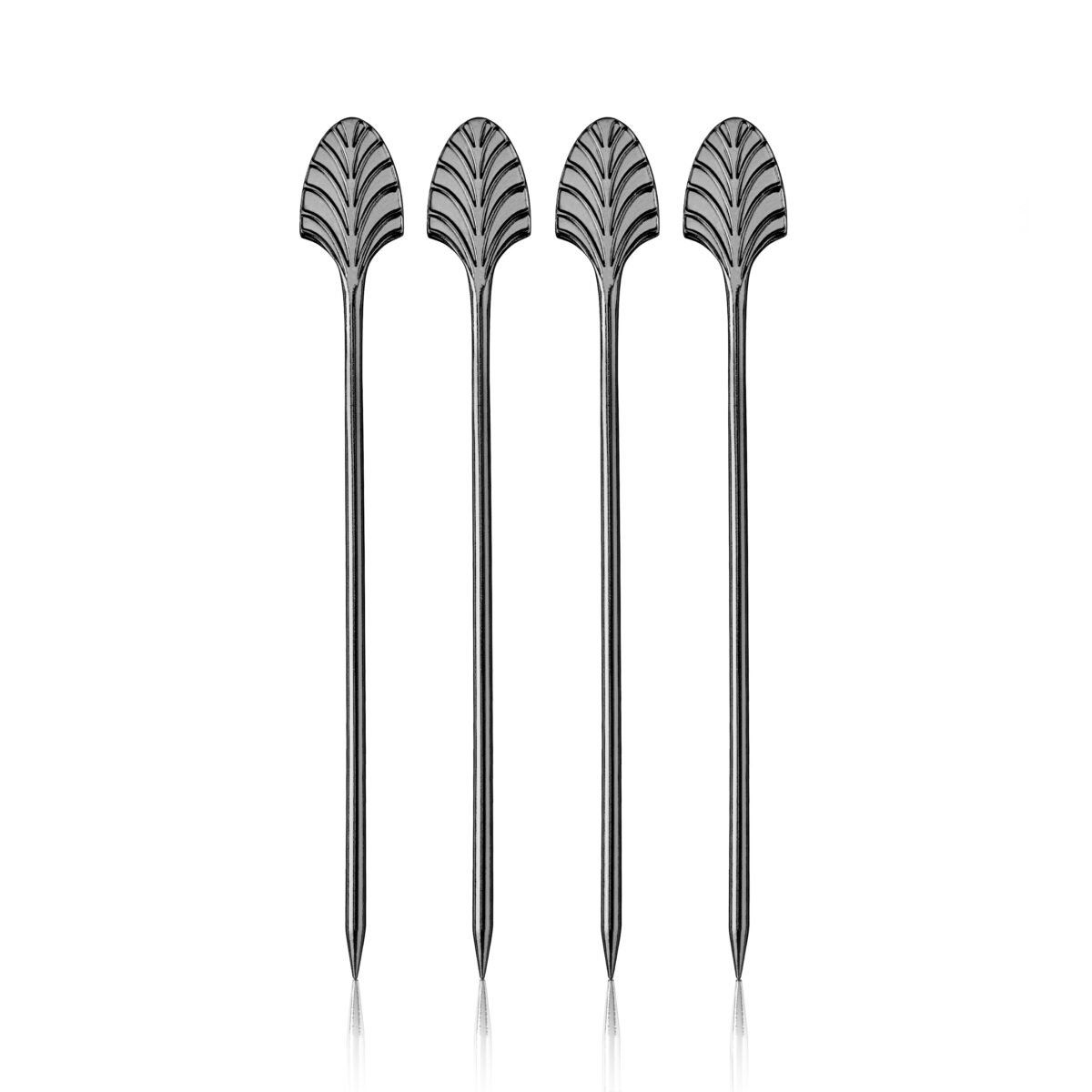 Art Deco Cocktail Picks in Gunmetal Set of 4 - Image 1