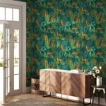 Tropical Leopard Jungle Wallpaper - Bold Leaves & Leopard Print on Green Background - Image 5