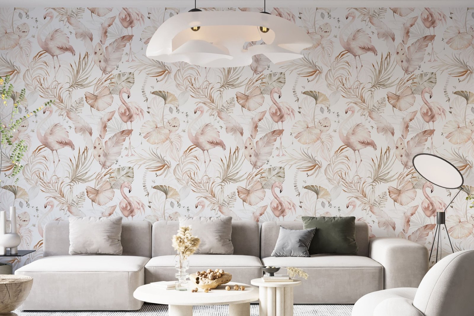 Watercolor Boho Pink Flamingo Wallpaper | Tropical Leaves Background - Image 8