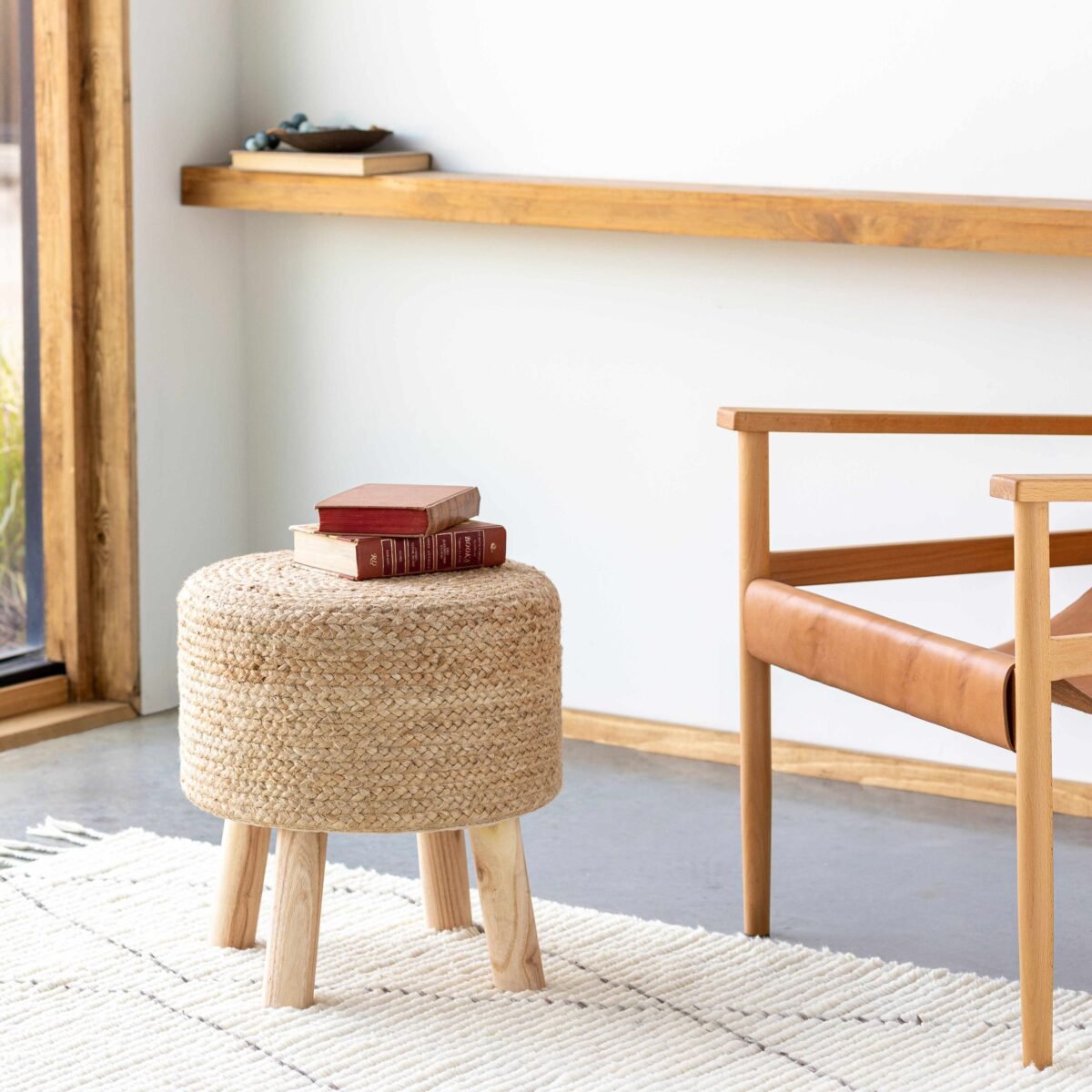 Tagaytay Natural Wood Stool Ottoman - Image 1