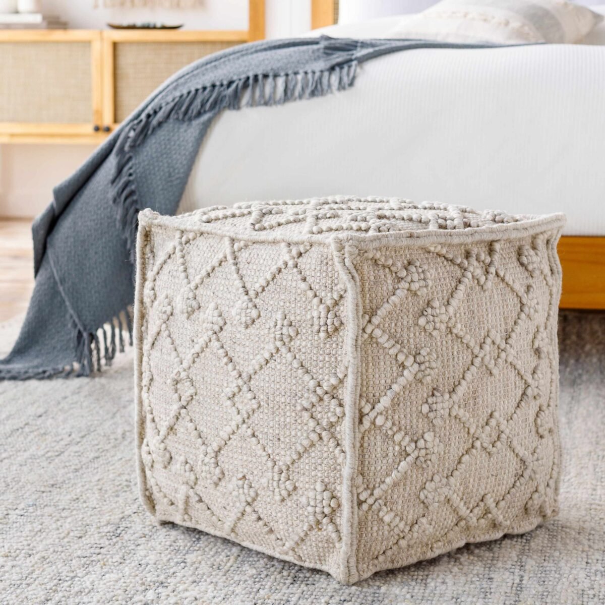 Toronto Hand Woven Wool Pouf - Image 1