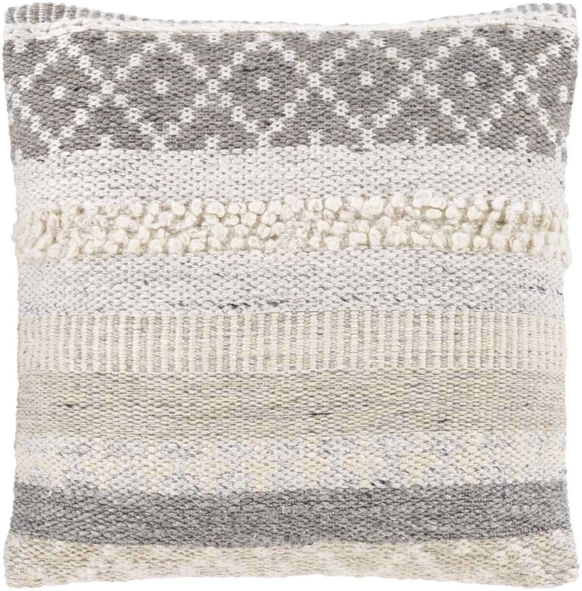 Truckee Neutral Textured Wool Throw Pillow - Image 1