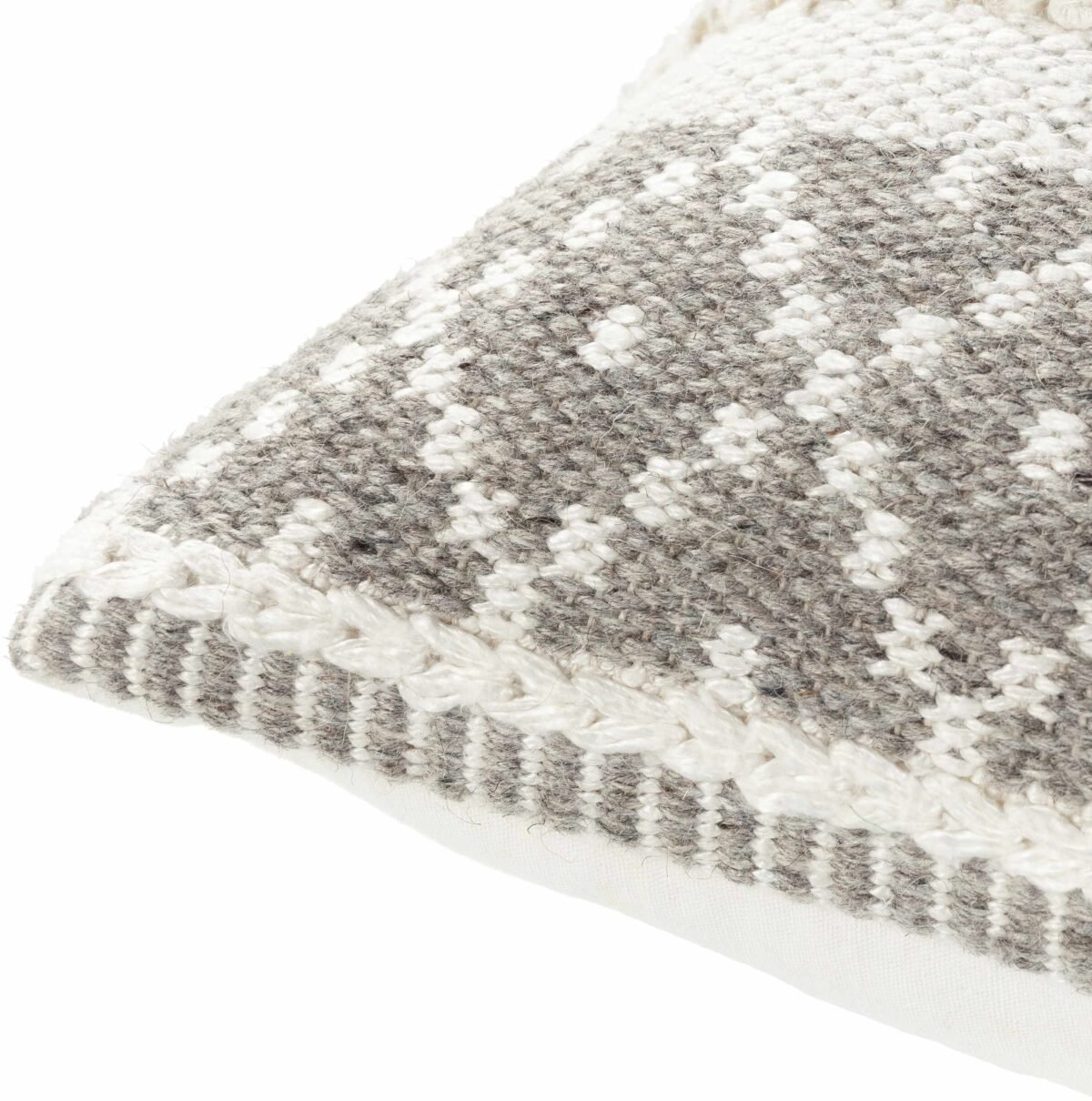 Truckee Neutral Textured Wool Throw Pillow - Image 3